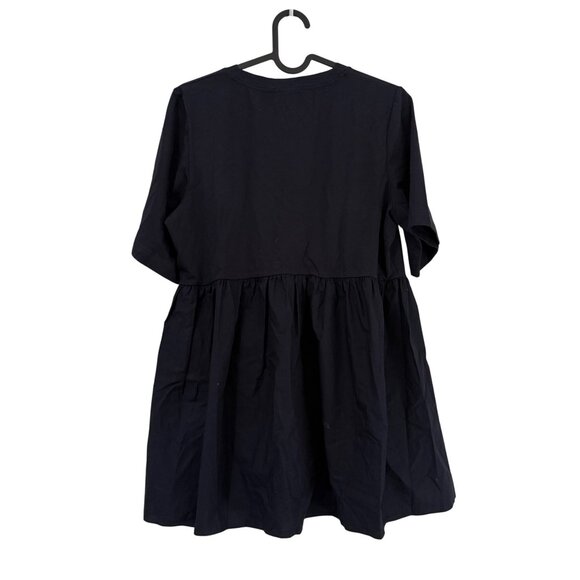 COS Navy Blue Multi Fabric Ruffle Hem Short Sleeve Top Womens Size Small - Picture 4 of 5